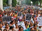 The protesting doctors are demanding justice for the deceased woman medic and immediate removal of state Health Secretary N S Nigam.