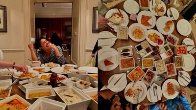 Even during her brief stay, Priyanka Chopra feasted on delicious food, including Indian, Chinese, and Italian. She shared a picture of herself seated at the dining table. Even during her brief stay, Priyanka Chopra feasted on delicious food, including Indian, Chinese, and Italian. She shared a picture of herself seated at the dining table.