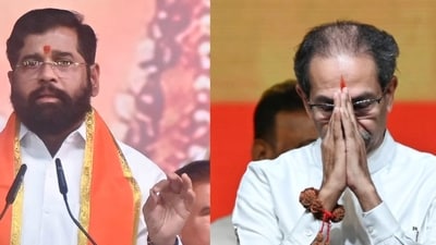 Maharashtra chief minister Eknath Shinde and Shiv Sena (UBT) chief Uddhav Thackeray (Anshuman Poyrekar and Raju Shinde/HT Photo)