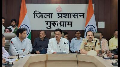 Haryana cabinet minister Rao Narbir Singh at a meeting along with Gurugram deputy commissioner Nishant Kumar Yadav and city police chief Vikas Arora in Gurugram on Friday. (HT PHOTO) Haryana cabinet minister Rao Narbir Singh at a meeting along with Gurugram deputy commissioner Nishant Kumar Yadav and city police chief Vikas Arora in Gurugram on Friday. (HT PHOTO)