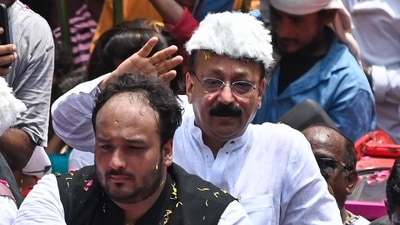Bandra East MLA Zeeshan Siddique with his late father Baba Siddique in Mumbai. (Raju Shinde/ HT file) Bandra East MLA Zeeshan Siddique with his late father Baba Siddique in Mumbai. (Raju Shinde/ HT file)