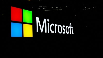 A view shows a Microsoft logo at Microsoft offices in Issy-les-Moulineaux near Paris, France, March 25, 2024. (Reuters)