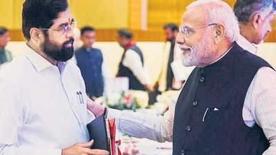 Maharashtra chief minister Eknath Shinde with Prime Minister Narendra Modi. (PTI) Maharashtra chief minister Eknath Shinde with Prime Minister Narendra Modi. (PTI)