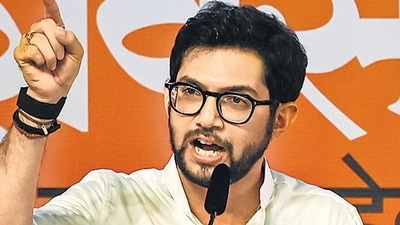 Mumbai, India - October 12, 2024: Aditya Thackeray, the chief of Yuva Sena (UBT), addressed party workers during the Dussehra Rally at Shivaji Park, Dadar. The event took place in Mumbai, India, on Saturday, October 12, 2024. (Photo by Raju Shinde/Hindustan Times) (Hindustan Times)