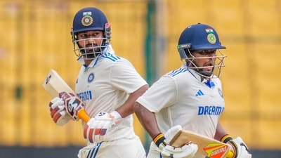 India's Rishabh Pant and Sarfaraz Khan run between the wickets (PTI) India's Rishabh Pant and Sarfaraz Khan run between the wickets (PTI)