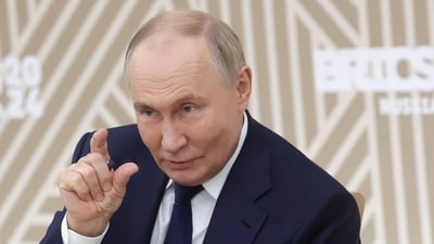 Russian president Vladimir Putin at a press conference held before the BRICS summit would commence few days later (AP) Russian president Vladimir Putin at a press conference held before the BRICS summit would commence few days later (AP)