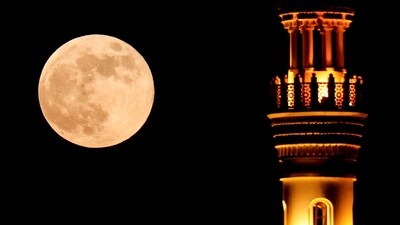 The full moon in October is known as the Hunter's Moon because it marks the time of year when hunters were historically most active, preparing for the upcoming winter by hunting animals for food. (Photo by KARIM JAAFAR / AFP)