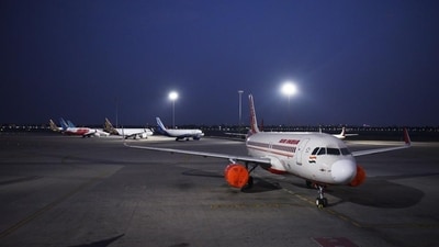 An Air India aircraft among others parked on the tarmac at Terminal 3 of the Indira Gandhi International (IGI) Airport in New Delhi. (Vipin Kumar / HT photo)