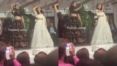 Nita and Mukesh Ambani watched Radhika Merchant dance from the first row at a friend's wedding. (Instagram/@ambani_update)