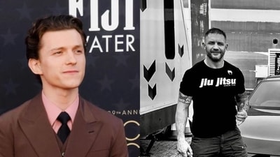 Tom Hardy expressed eagerness to battle Tom Holland's Spider-Man. (@tomholland2013/Instagram, @tomhardy/Instagram) Tom Hardy expressed eagerness to battle Tom Holland's Spider-Man. (@tomholland2013/Instagram, @tomhardy/Instagram)