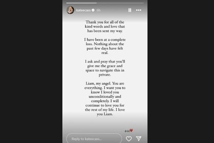 Kate Cassidy's Instagram Story dedicated to Liam Payne's memory. Kate Cassidy's Instagram Story dedicated to Liam Payne's memory.