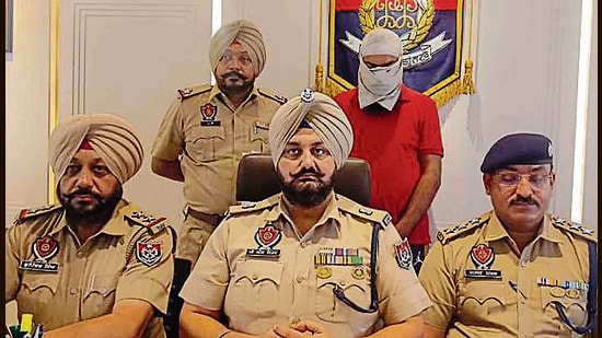 The accused in custody of Ludhiana police in Friday. (HT Photo)