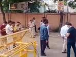Police personnel keep vigil after a blast was reported at Prashant Vihar, near CRPF school in New Delhi, Police personnel keep vigil after a blast was reported at Prashant Vihar, near CRPF school in New Delhi,