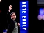 Elon Musk gestures as he speaks at Life Center Church in Harrisburg, Pa., Saturday, Oct. 19, 2024.