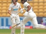 New Zealand's Rachin Ravindra, right, and Will Young run between the wickets to score during the day five of the first cricket test match between India and New Zealand at the M.Chinnaswamy Stadium, in Bengaluru, India, Sunday, Oct. 20, 2024. (AP Photo/Aijaz Rahi) New Zealand's Rachin Ravindra, right, and Will Young run between the wickets to score during the day five of the first cricket test match between India and New Zealand at the M.Chinnaswamy Stadium, in Bengaluru, India, Sunday, Oct. 20, 2024. (AP Photo/Aijaz Rahi)