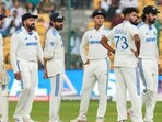 Bengaluru: India�s captain Rohit Sharma and others on the ground after bad light stopped play on the fourth day of the first test cricket match between India and New Zealand, at the M Chinnaswamy Stadium, in Bengaluru, Saturday, Oct. 19, 2024. (PTI Photo/Shailendra Bhojak) (PTI10_19_2024_000339B) Bengaluru: India�s captain Rohit Sharma and others on the ground after bad light stopped play on the fourth day of the first test cricket match between India and New Zealand, at the M Chinnaswamy Stadium, in Bengaluru, Saturday, Oct. 19, 2024. (PTI Photo/Shailendra Bhojak) (PTI10_19_2024_000339B)