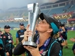 New Zealand's captain Sophie Devine kisses the trophy after winning the ICC Women's T20 World Cup 2024 final. New Zealand's captain Sophie Devine kisses the trophy after winning the ICC Women's T20 World Cup 2024 final.
