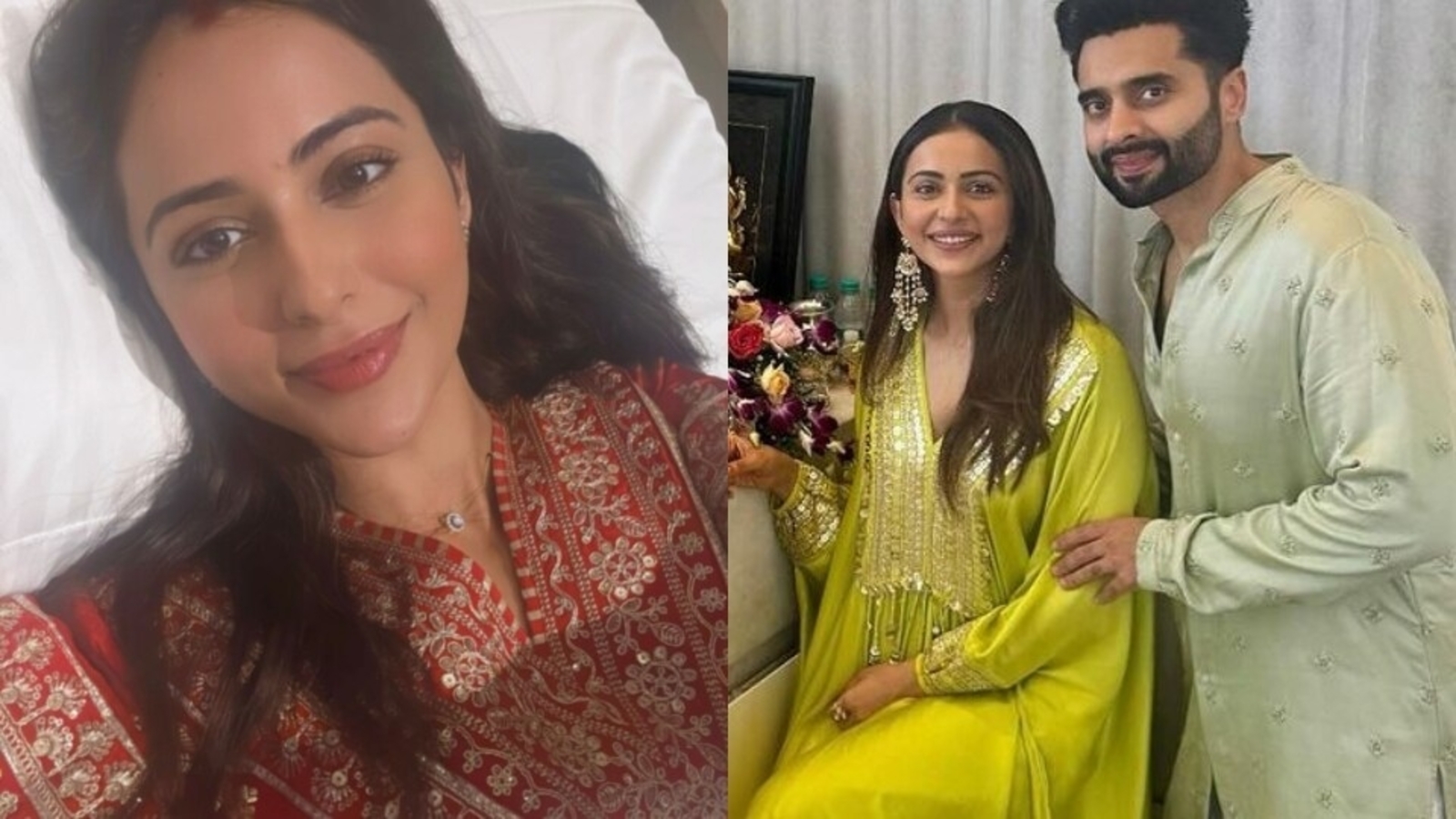 Rakul Preet Singh decks up in red for first ‘bed rest wala’ Karwa Chauth; Jackky Bhagnani also fasts | Bollywood Rakul Preet Singh decks up in red for first ‘bed rest wala’ Karwa Chauth; Jackky Bhagnani also fasts | Bollywood