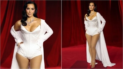 Kim Kardashian wore white corset dress at the Fourth Annual Academy Museum Gala. (Reuters) Kim Kardashian wore white corset dress at the Fourth Annual Academy Museum Gala. (Reuters)