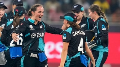 For New Zealand, Amelia Kerr and Rosemary Mair bagged three-wicket hauls respectively. (AP) For New Zealand, Amelia Kerr and Rosemary Mair bagged three-wicket hauls respectively. (AP)