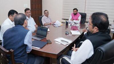 Haryana CM Nayab Singh Saini reviewing development projects with officials of urban local bodies and development and panchayats Department in Chandigarh on Sunday. (HT Photo) Haryana CM Nayab Singh Saini reviewing development projects with officials of urban local bodies and development and panchayats Department in Chandigarh on Sunday. (HT Photo)