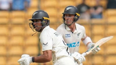 However, Ravindra and Young shut the doors on India and in the end, the hosts just didn't have enough on the board to put the pressure back on New Zealand. (AP) However, Ravindra and Young shut the doors on India and in the end, the hosts just didn't have enough on the board to put the pressure back on New Zealand. (AP)