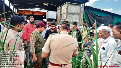 The villagers informed the factory owner, police and forest department officials about the incident after which a team of forest officials rushed to the spot and launched a search operation. (HT PHOTO) The villagers informed the factory owner, police and forest department officials about the incident after which a team of forest officials rushed to the spot and launched a search operation. (HT PHOTO)