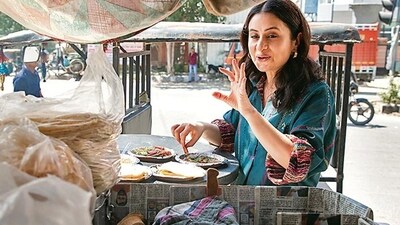 Rasika Dugal digs into Dilli's chhole-kulche as s he shoots with HT City. (Raajessh Kashyap/ HT) Rasika Dugal digs into Dilli's chhole-kulche as s he shoots with HT City. (Raajessh Kashyap/ HT)