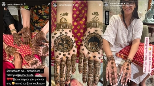 Sonam gave a glimpse of her special mehendi design. Sonam gave a glimpse of her special mehendi design.