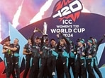 New Zealand celebrate winning the Women's T20 World Cup final in Dubai.