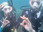 Couple exchanged vows in Saudi Arabia's first underwater wedding in the Red Sea.
Couple exchanged vows in Saudi Arabia's first underwater wedding in the Red Sea.