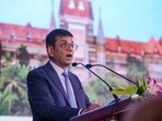 CJI DY Chandrachud addressing an event. 
