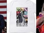 Trump campaign's new merch design sparks outrage among Swifties for alleged copyright infringement. Trump campaign's new merch design sparks outrage among Swifties for alleged copyright infringement.
