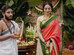 Sobhita Dhulipala seeks her elders' blessings during the ceremony.