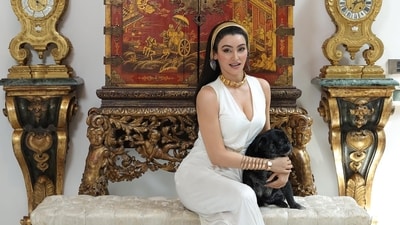 Shalini Passi poses inside her art-filled Delhi home. (Instagram/shalini.passi) Shalini Passi poses inside her art-filled Delhi home. (Instagram/shalini.passi)