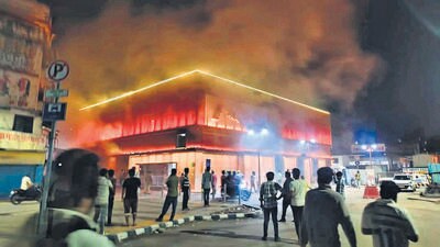 A major fire erupted on the ground floor of the newly inaugurated Mandai Metro Station in Pune, officials said on Monday, adding that no casualty or injury was reported in the incident that took place around Sunday midnight. (HT) A major fire erupted on the ground floor of the newly inaugurated Mandai Metro Station in Pune, officials said on Monday, adding that no casualty or injury was reported in the incident that took place around Sunday midnight. (HT)