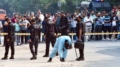 National Security Guard (NSG) Commandos carry out search operations after a blast occurred outside CRPF School in Prashant Vihar, Rohini in New Delhi on Sunday. (ANI Photo/Ritik Jain) (Ritik Jain ) National Security Guard (NSG) Commandos carry out search operations after a blast occurred outside CRPF School in Prashant Vihar, Rohini in New Delhi on Sunday. (ANI Photo/Ritik Jain) (Ritik Jain )