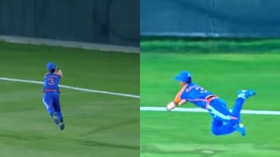 Ayush Badoni grabbed a stunner in the match against UAE. (X Images) Ayush Badoni grabbed a stunner in the match against UAE. (X Images)