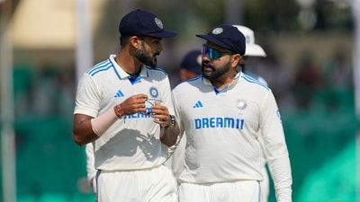 India's captain Rohit Sharma, right, talks with Akash Deep on the fourth day of the second cricket test match between Bangladesh and India in Kanpur, India, Monday, Sept. 30, 2024 (AP) India's captain Rohit Sharma, right, talks with Akash Deep on the fourth day of the second cricket test match between Bangladesh and India in Kanpur, India, Monday, Sept. 30, 2024 (AP)