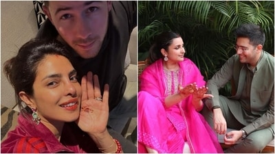 Priyanka Chopra and Parineeti Chopra's Karwa Chauth celebrations. Priyanka Chopra and Parineeti Chopra's Karwa Chauth celebrations.