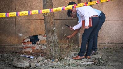 NIA officials investigate the spot. (Sanchit Khanna/HT) NIA officials investigate the spot. (Sanchit Khanna/HT)