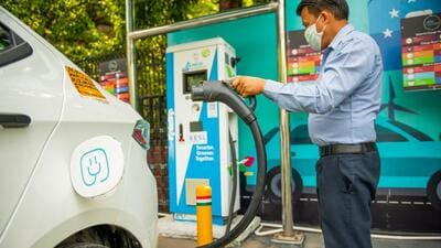 New Delhi/India - Aug 8 2020 : Drivers charging their Electric Car , this Charging stations around government offices have been used by government fleet vehicles, (Shutterstock) New Delhi/India - Aug 8 2020 : Drivers charging their Electric Car , this Charging stations around government offices have been used by government fleet vehicles, (Shutterstock)