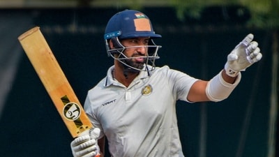 Cheteshwar Pujara playing for Saurashtra. (PTI) Cheteshwar Pujara playing for Saurashtra. (PTI)