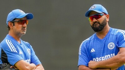 Bengaluru: India's Captain Rohit Sharma with coach Gautam Gambhir during a training session ahead of the first cricket test match between India and New Zealand at M. Chinnaswamy Stadium in Bengaluru, Karnataka, Monday, Oct. 14, 2024. (PTI Photo/Shailendra Bhojak)) (PTI10_14_2024_000151B) (PTI) Bengaluru: India's Captain Rohit Sharma with coach Gautam Gambhir during a training session ahead of the first cricket test match between India and New Zealand at M. Chinnaswamy Stadium in Bengaluru, Karnataka, Monday, Oct. 14, 2024. (PTI Photo/Shailendra Bhojak)) (PTI10_14_2024_000151B) (PTI)