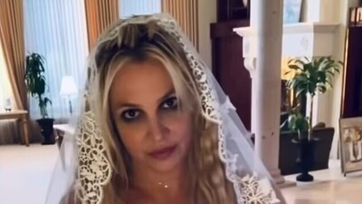 Britney Spears, the 42-year-old pop icon, can be seen adjusting her veil in the Instagram video, while Sting's Fields of Gold was playing in the background. (Insta) Britney Spears, the 42-year-old pop icon, can be seen adjusting her veil in the Instagram video, while Sting's Fields of Gold was playing in the background. (Insta)