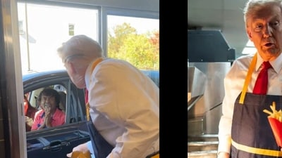 Trump interacts with the public while working at McDonald's (X (Twitter)) Trump interacts with the public while working at McDonald's (X (Twitter))