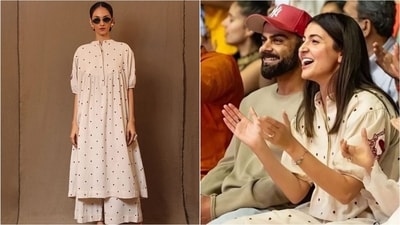 Anushka Sharma attended a kirtan in Mumbai, wearing a comfortable tunic set. (Instagram) Anushka Sharma attended a kirtan in Mumbai, wearing a comfortable tunic set. (Instagram)