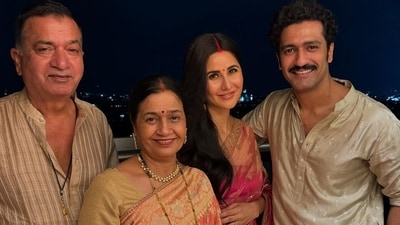 Katrina Kaif shared pictures of her special Karwa Chauth moments with her mother-in-law, Veena Kaushal, and father-in-law Sham Kaushal as well as actor-husband Vicky Kaushal. (Instagram/ Katrina Kaif) Katrina Kaif shared pictures of her special Karwa Chauth moments with her mother-in-law, Veena Kaushal, and father-in-law Sham Kaushal as well as actor-husband Vicky Kaushal. (Instagram/ Katrina Kaif)