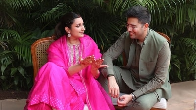 Karwa Chauth 2024: Parineeti Chopra and Raghav Chadha celebrated their second Karwa Chauth in Delhi on Sunday. She shared inside photos on Instagram, and wrote, "My moon and my stars. Happy Karwa Chauth love of my life!" (Instagram/ Parineeti Chopra) Karwa Chauth 2024: Parineeti Chopra and Raghav Chadha celebrated their second Karwa Chauth in Delhi on Sunday. She shared inside photos on Instagram, and wrote, "My moon and my stars. Happy Karwa Chauth love of my life!" (Instagram/ Parineeti Chopra)