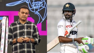 Virender Sehwag said that Babar Azam may have been affected mentally by all that has happened with regards to his captaincy in the last two years (PTI/AP) Virender Sehwag said that Babar Azam may have been affected mentally by all that has happened with regards to his captaincy in the last two years (PTI/AP)